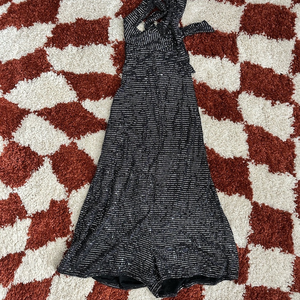 Boohoo Glitter Halter Backless Romper — Size XL